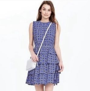 Banana Republic Taylor Tile Print Ruffle Dress Size 8